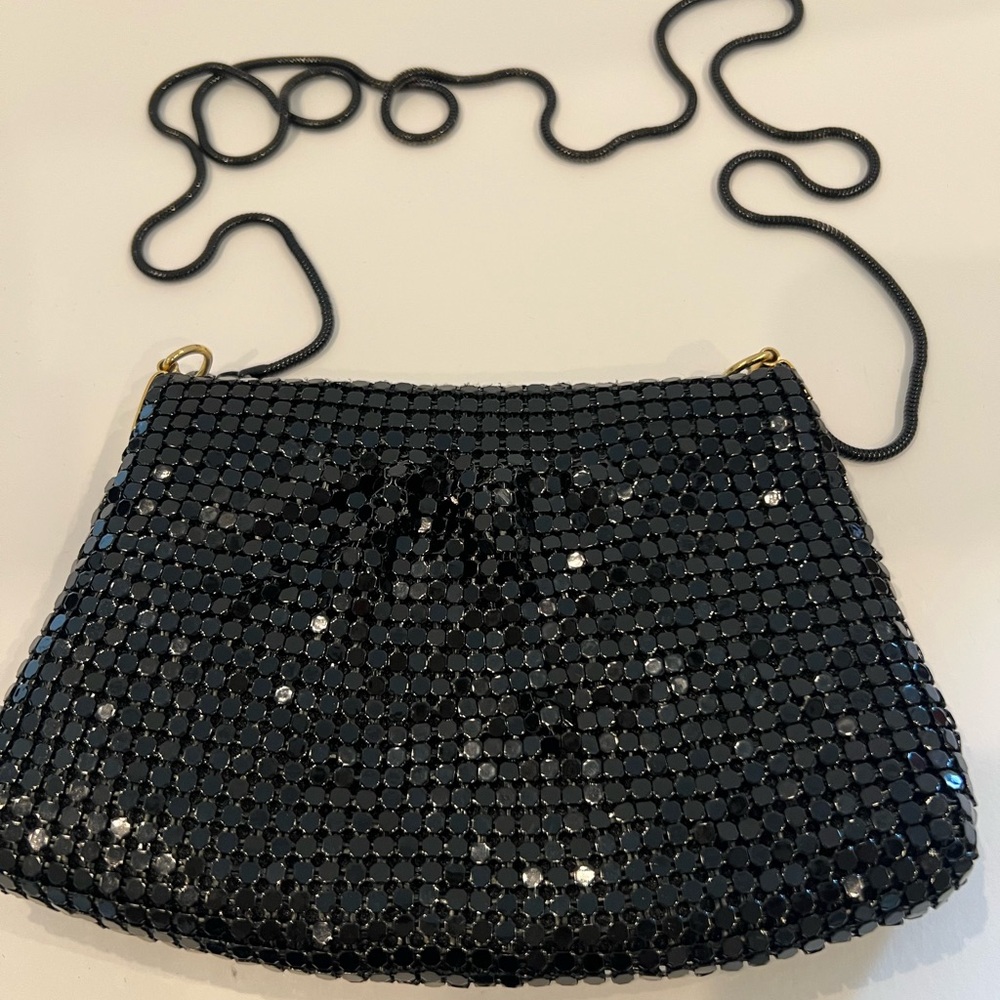 Black Sequin Mesh Crossbody Bag